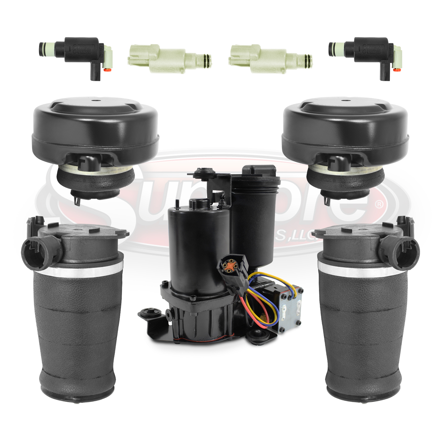 Air Suspension Air Spring Kit with Air Compressor and Solenoid Valves Bundle - Lincoln Continental