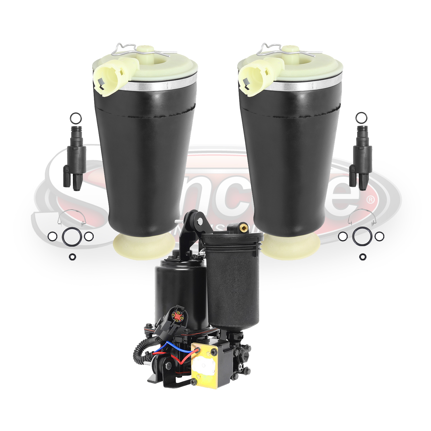 Air Ride Air Springs and Air Compressor with Solenoid Valves Rear Kit - Town Car & Crown Victoria