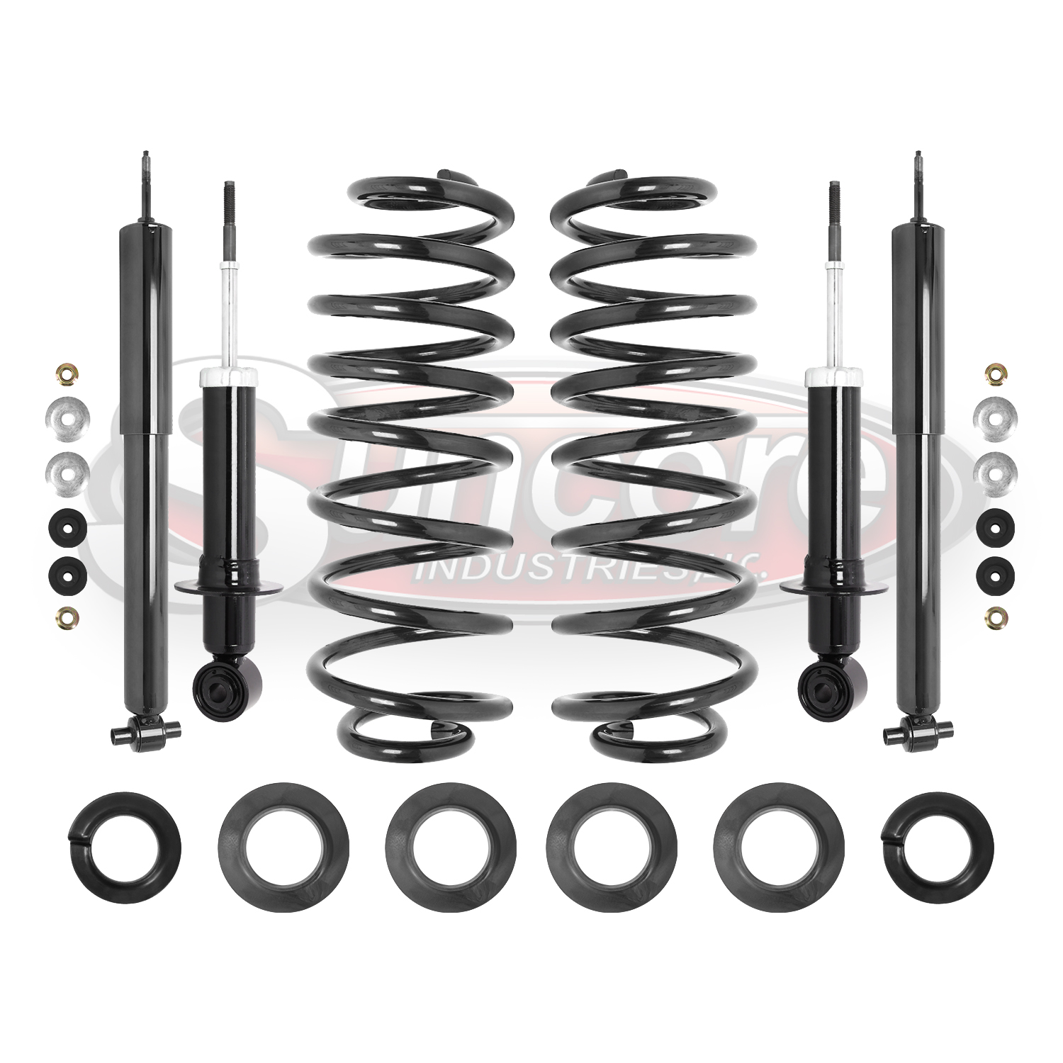 Front & Rear Shock Absorbers with Rear Air to Coil Spring Conversion Heavy Duty