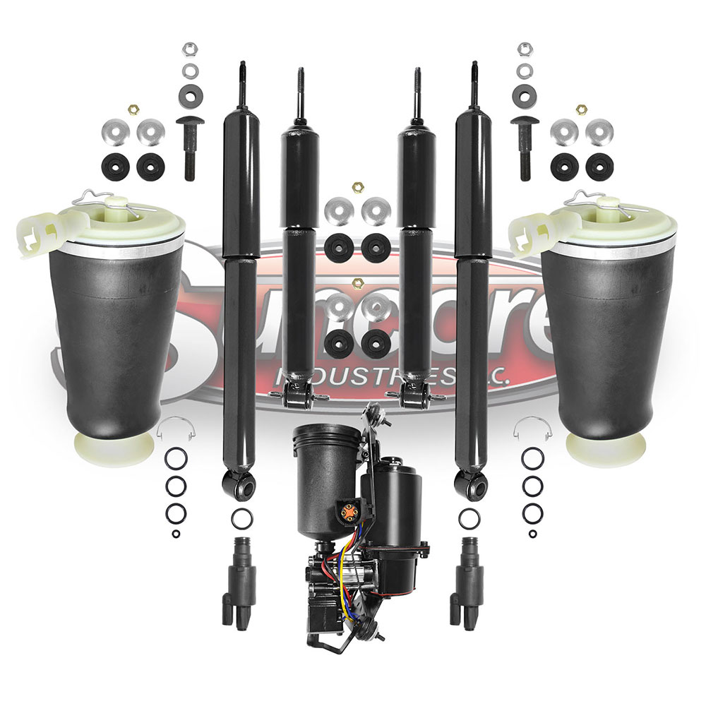 Air Suspension Air Springs, Compressor and Solenoids Kit with Gas Shocks Bundle - Lincoln Town Car