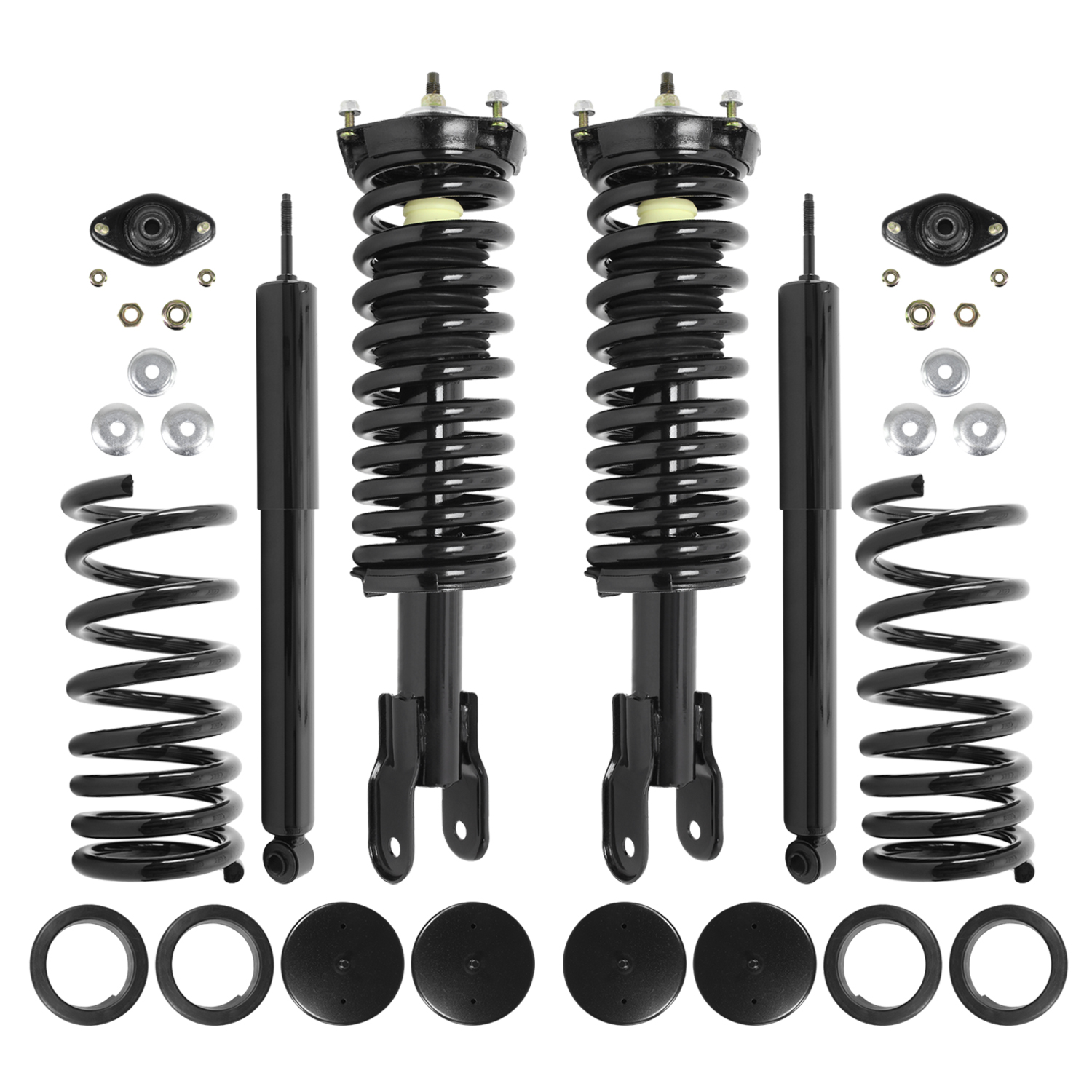 Air Suspension Air to Coil Spring and Strut Conversion Kit with Gas Shock Absorbers Bundle - 1993-1998 Lincoln Mark VIII